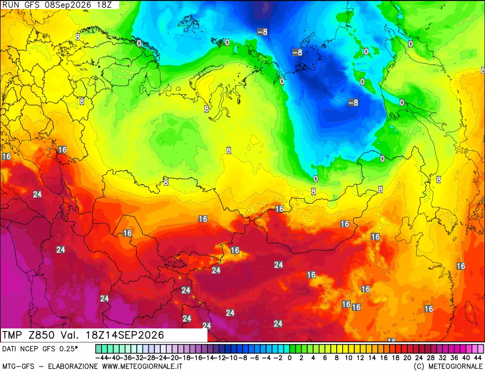 mappa 850 hPa Temp