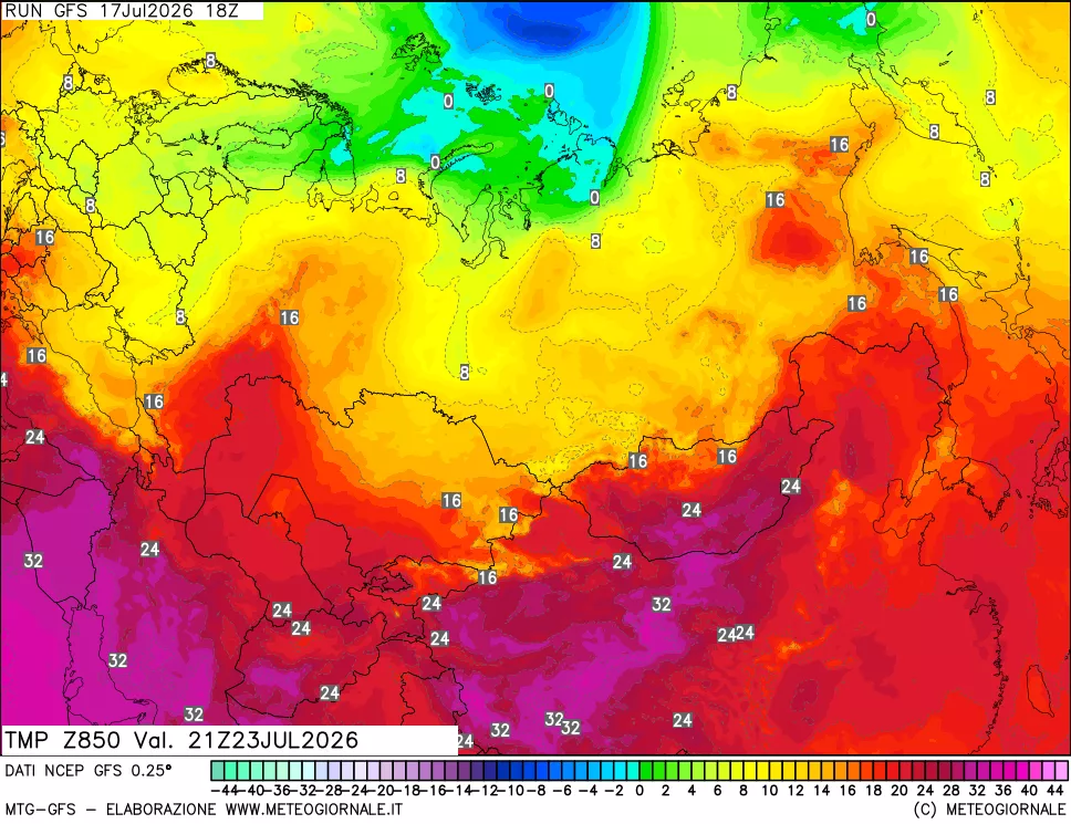 mappa 850 hPa Temp