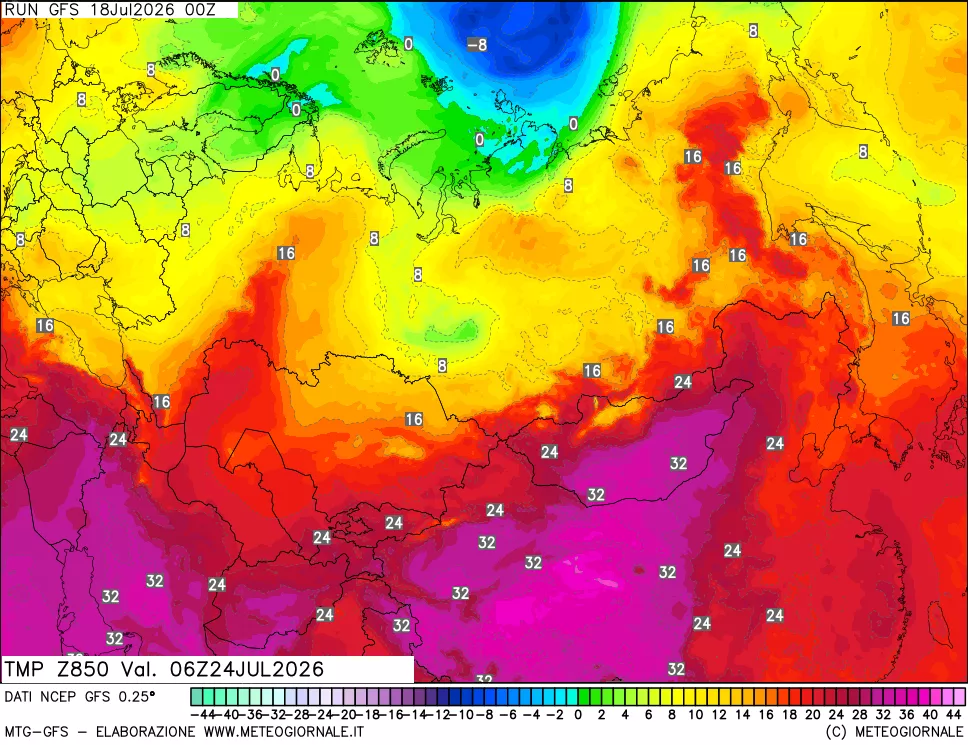 mappa 850 hPa Temp