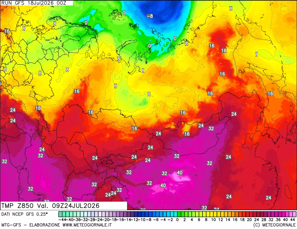 mappa 850 hPa Temp