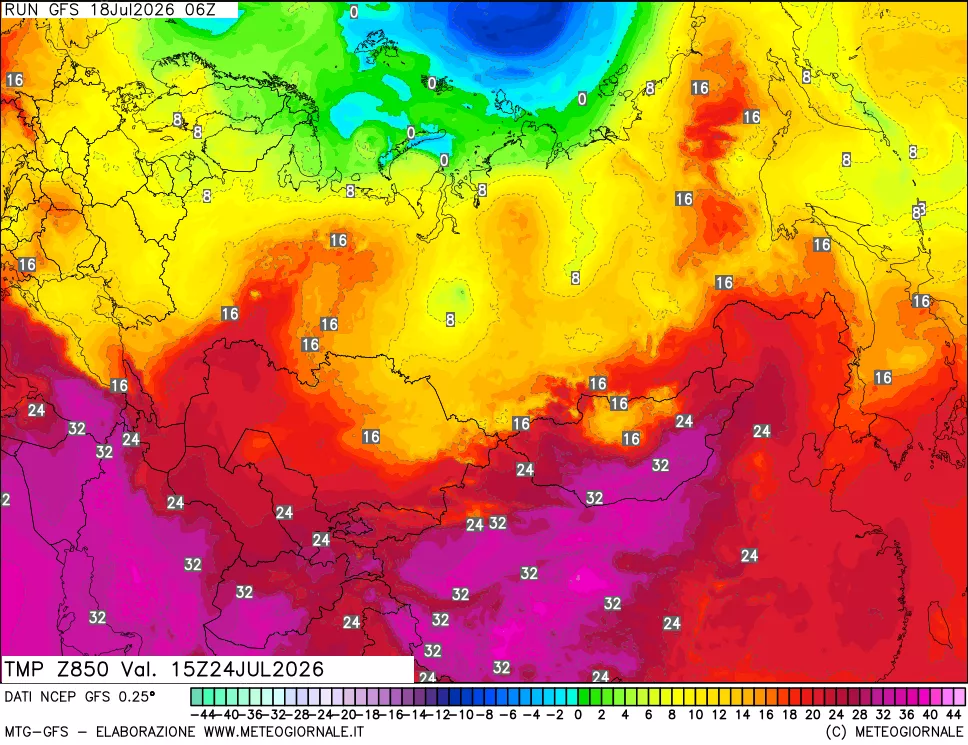 mappa 850 hPa Temp