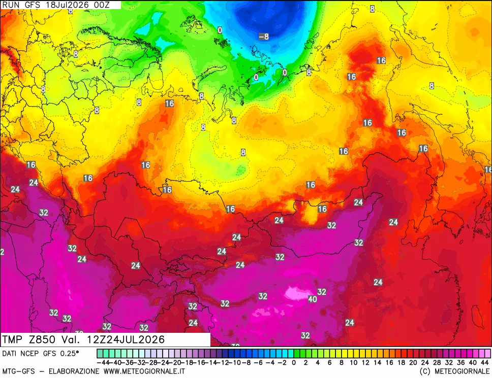 mappa 850 hPa Temp