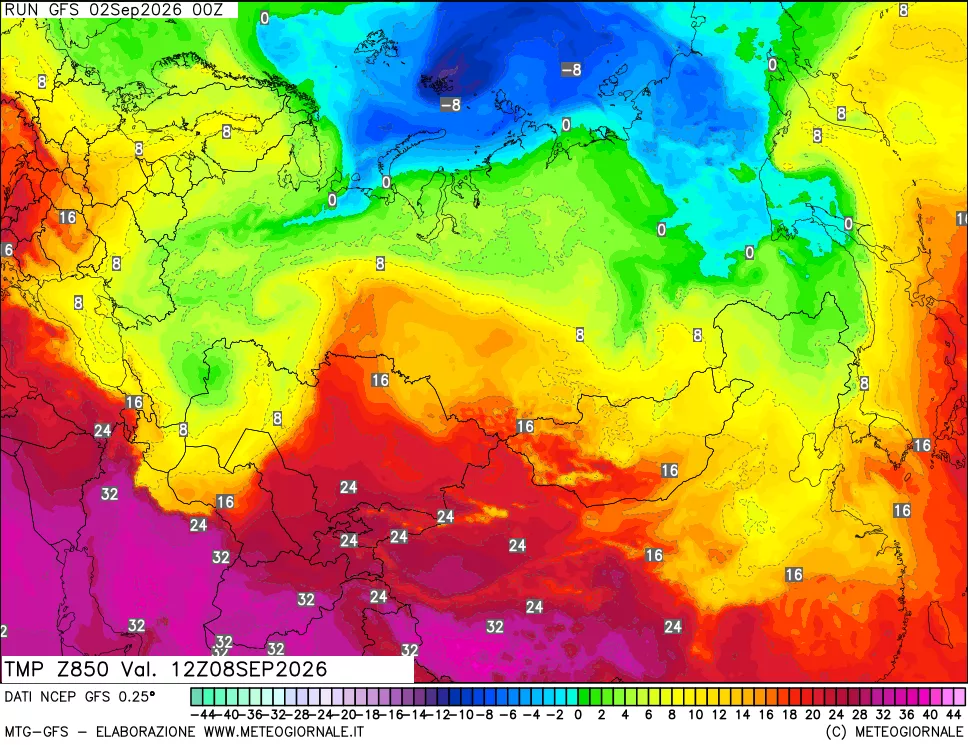 mappa 850 hPa Temp