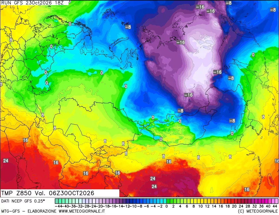 mappa 850 hPa Temp