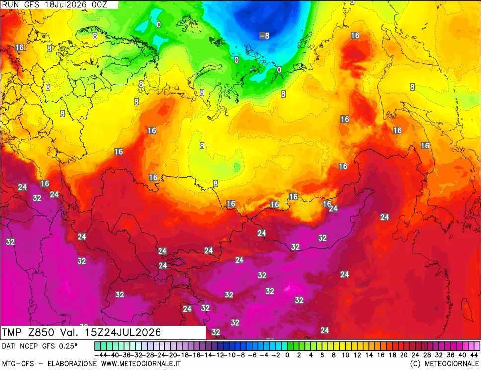 mappa 850 hPa Temp