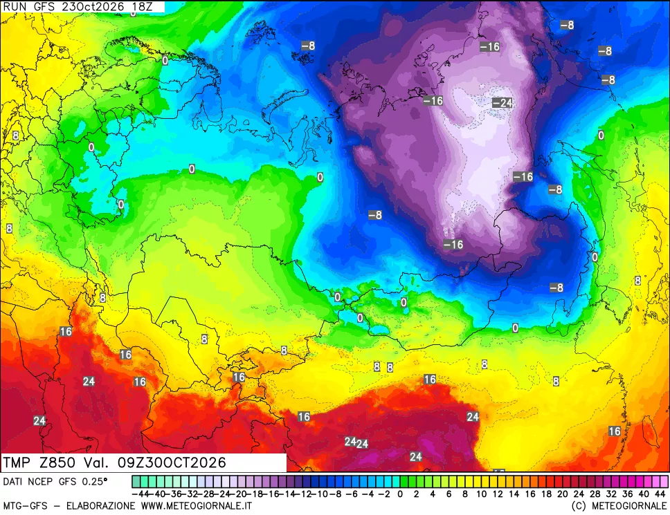 mappa 850 hPa Temp