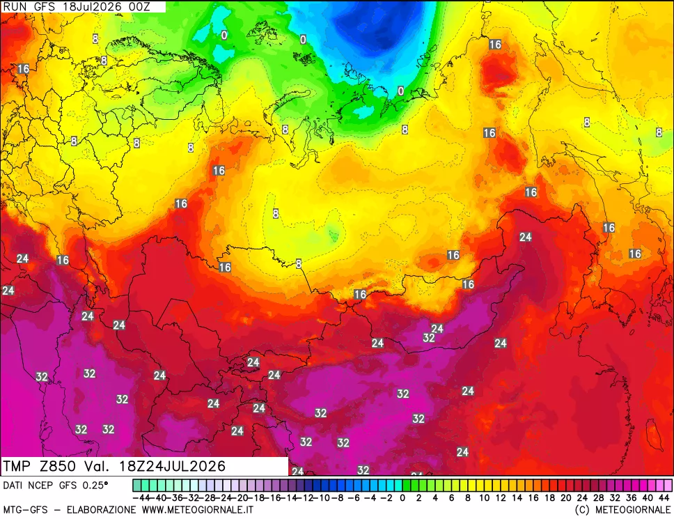 mappa 850 hPa Temp