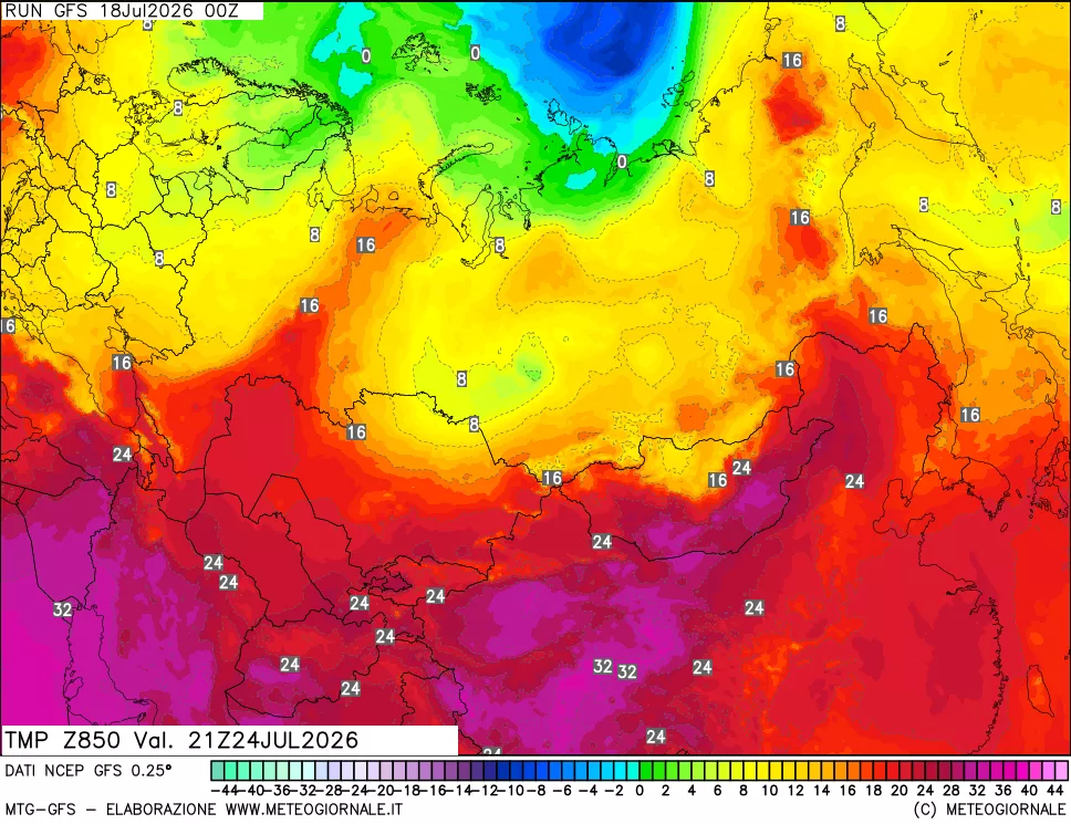 mappa 850 hPa Temp