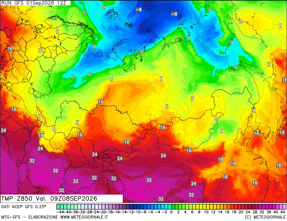 mappa 850 hPa Temp