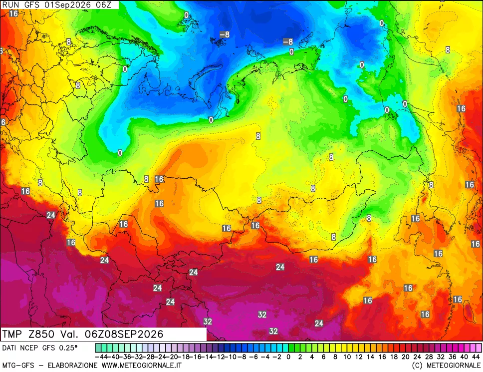 mappa 850 hPa Temp