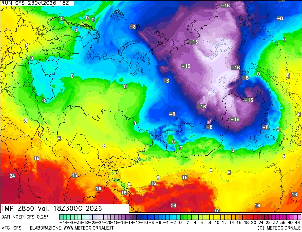 mappa 850 hPa Temp