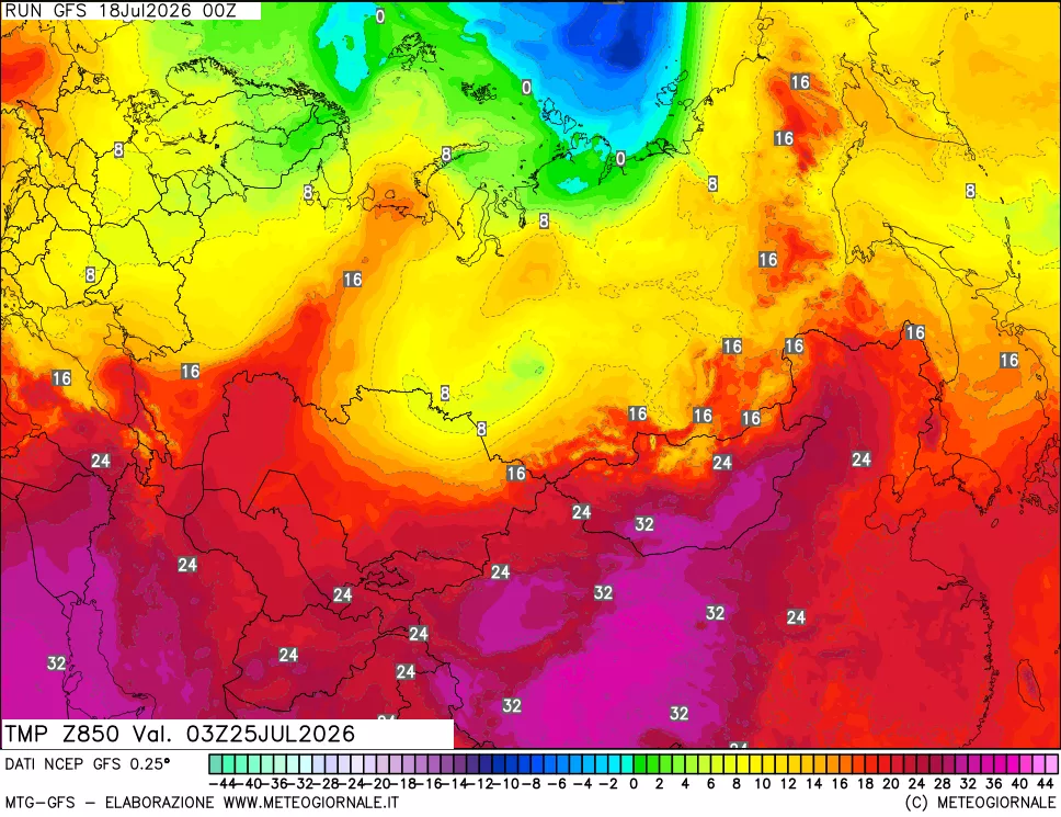 mappa 850 hPa Temp