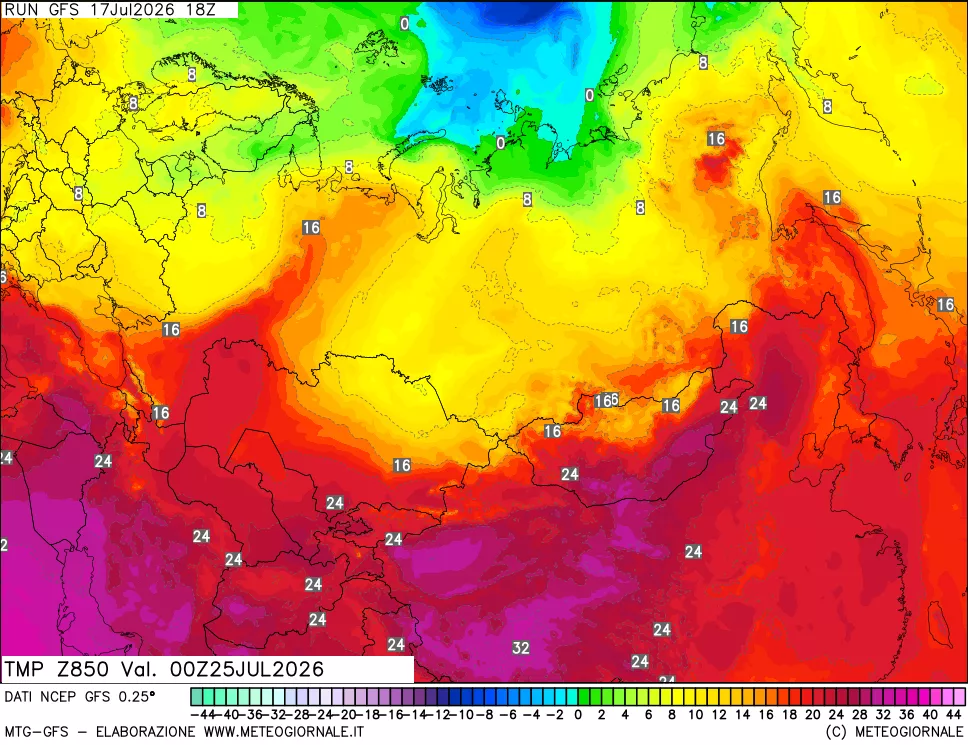 mappa 850 hPa Temp