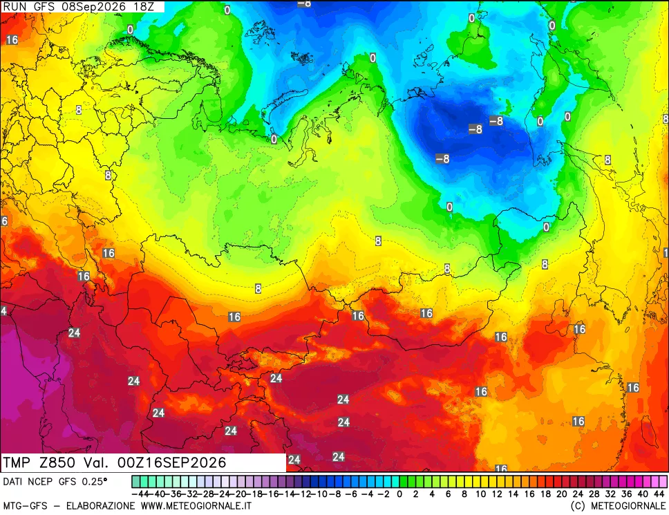 mappa 850 hPa Temp