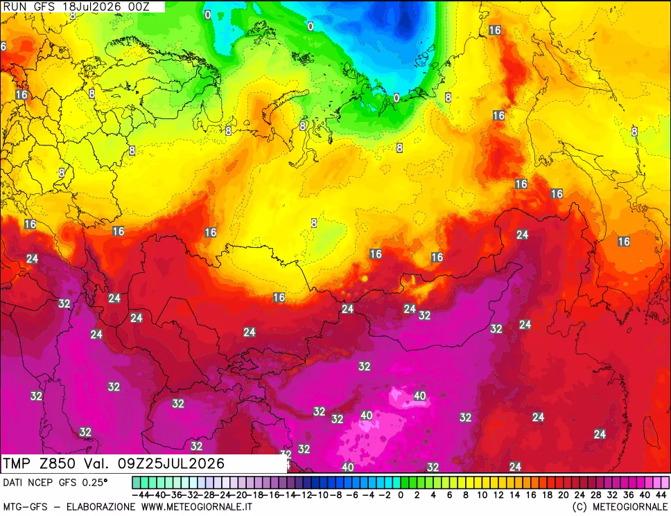 mappa 850 hPa Temp