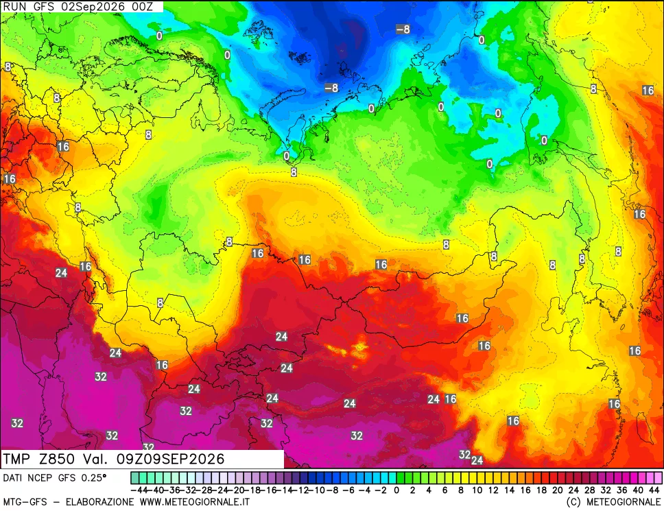 mappa 850 hPa Temp