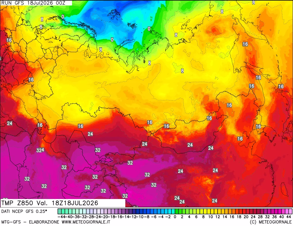mappa 850 hPa Temp