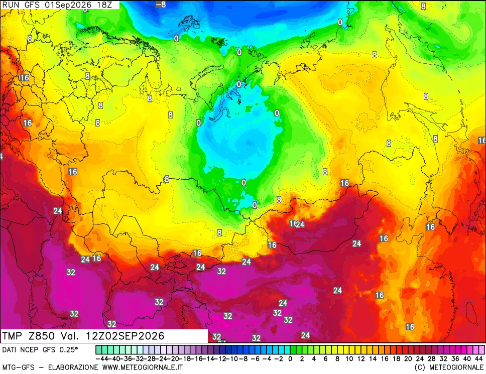 mappa 850 hPa Temp