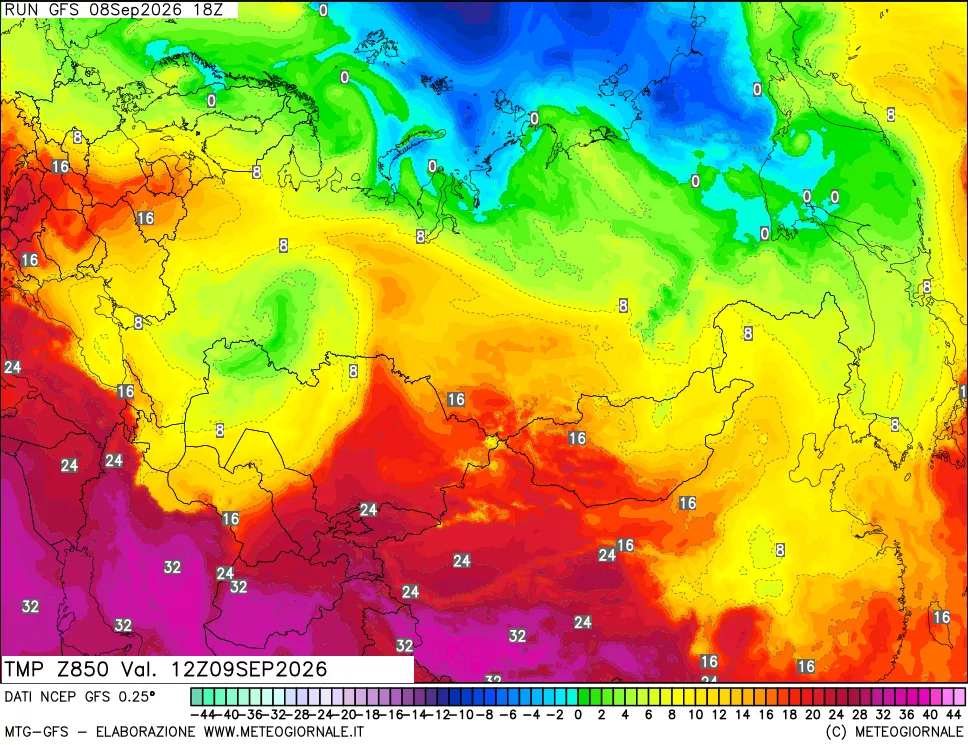 mappa 850 hPa Temp