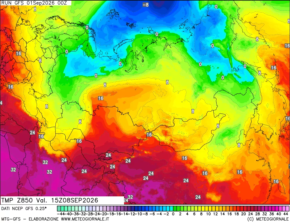 mappa 850 hPa Temp