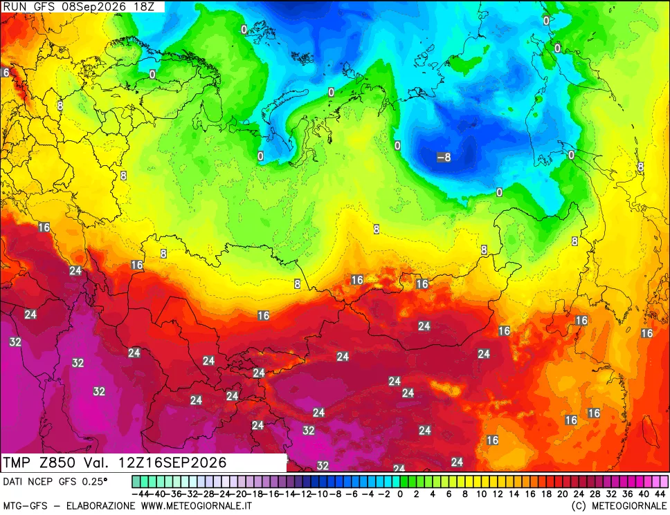 mappa 850 hPa Temp