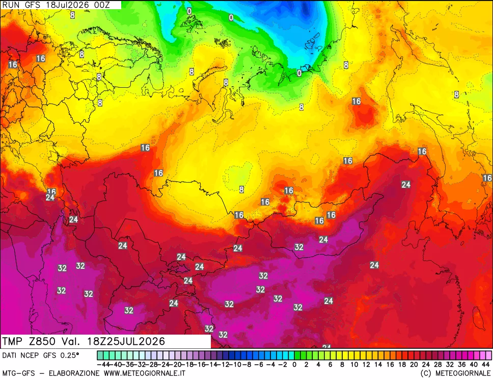 mappa 850 hPa Temp