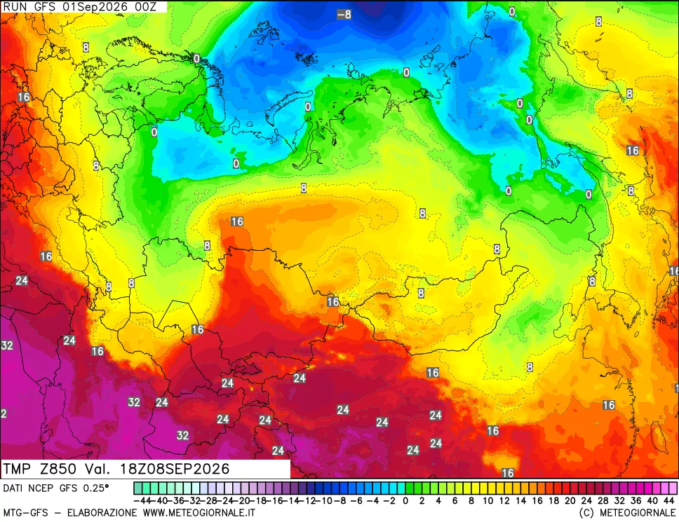 mappa 850 hPa Temp