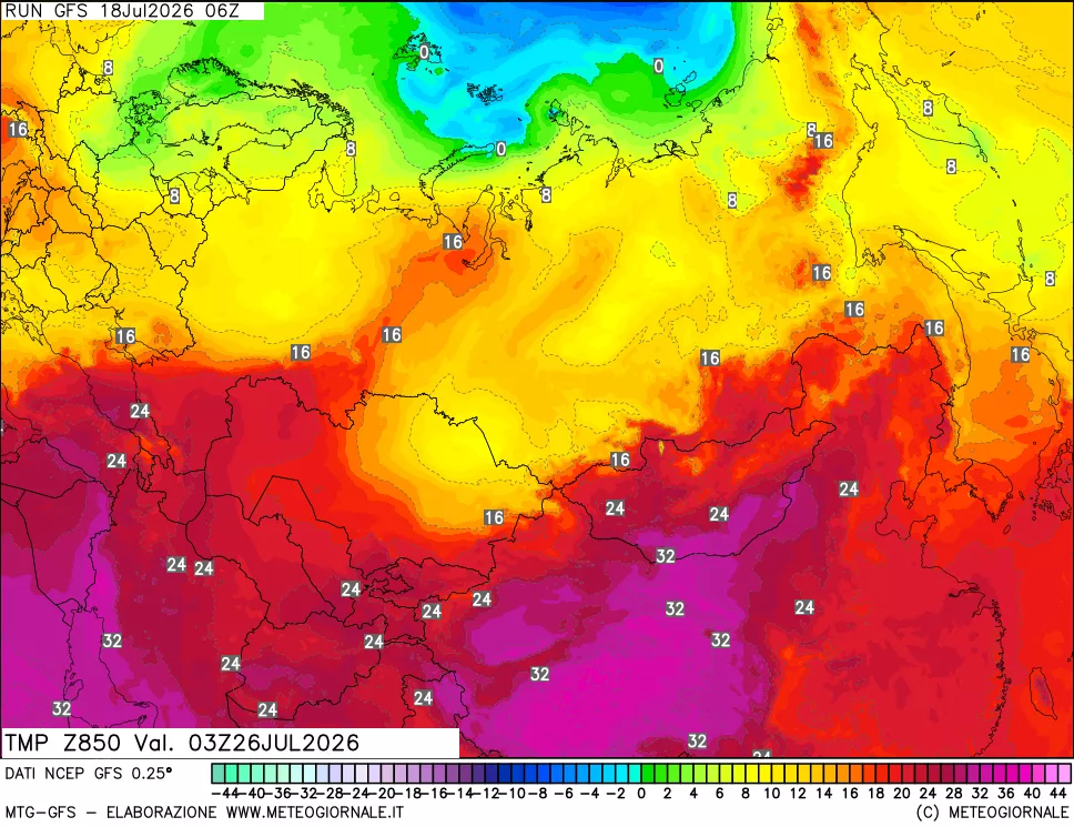 mappa 850 hPa Temp