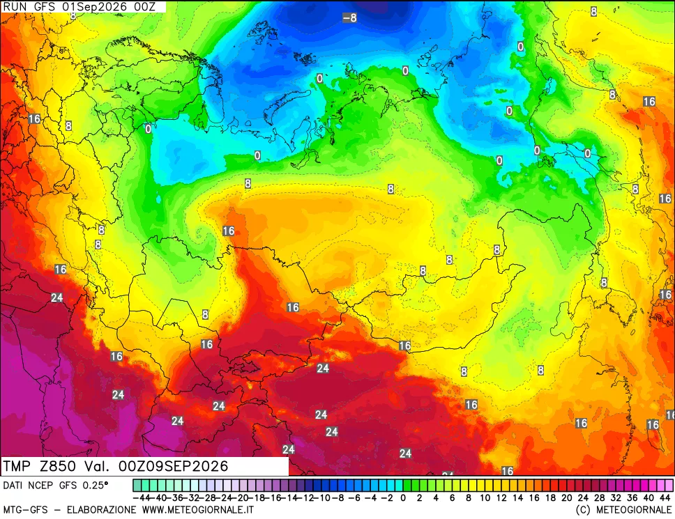 mappa 850 hPa Temp
