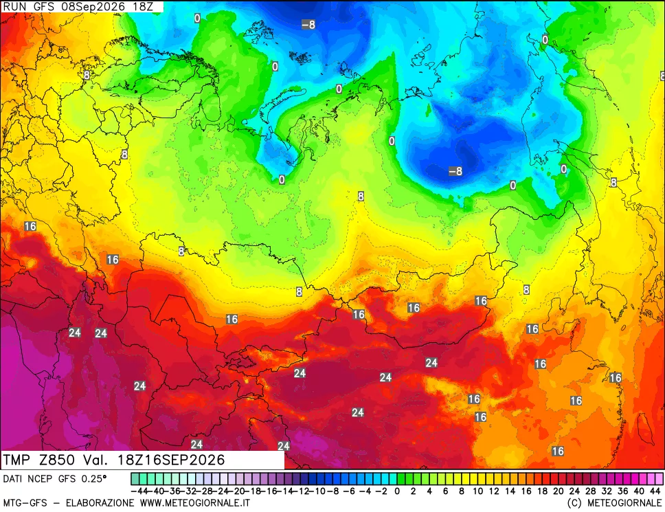 mappa 850 hPa Temp
