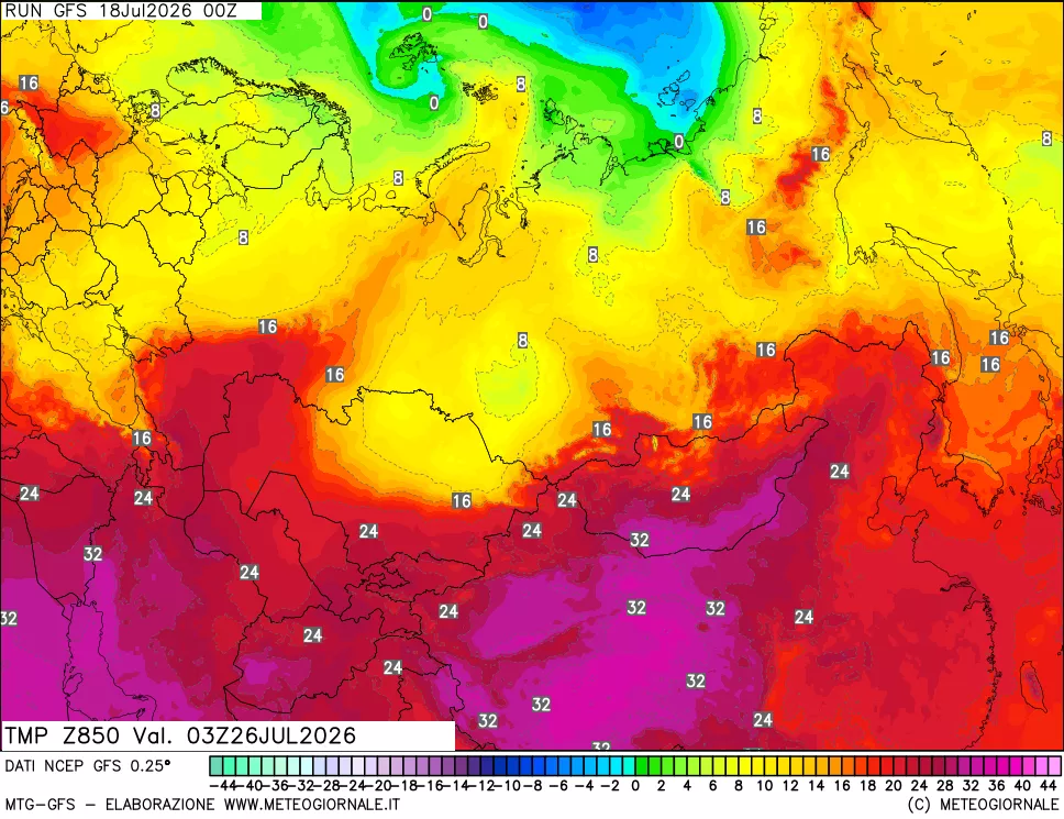 mappa 850 hPa Temp