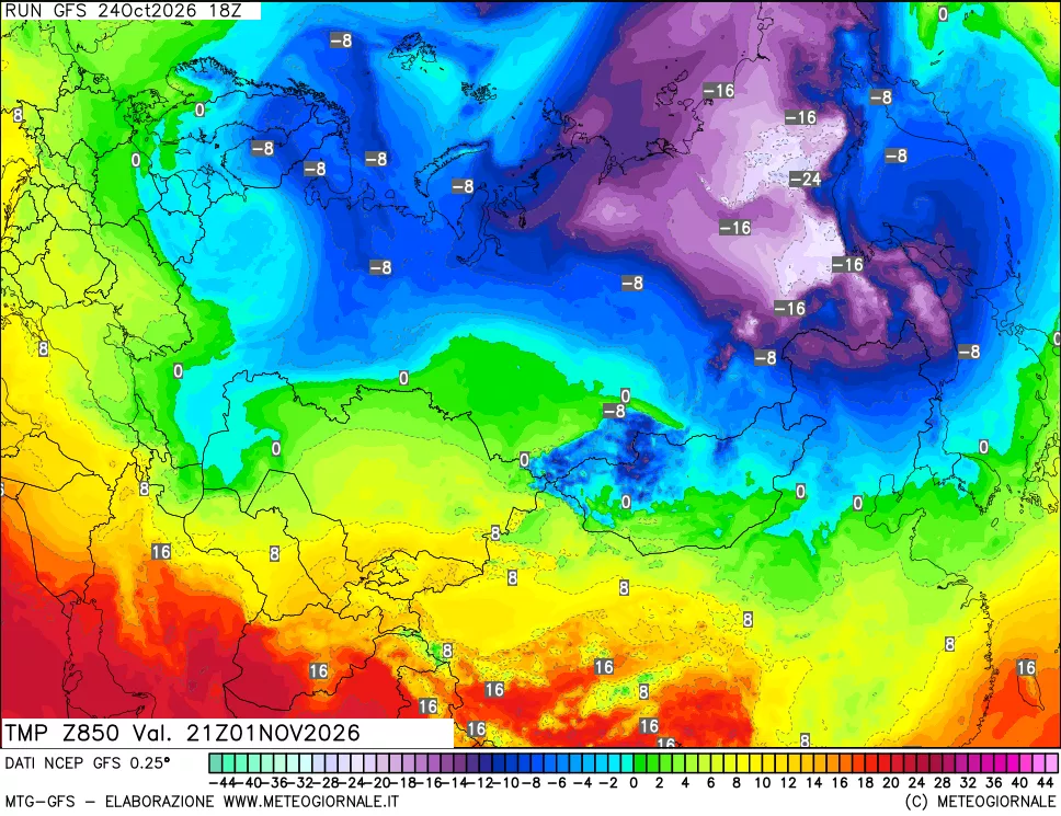 mappa 850 hPa Temp