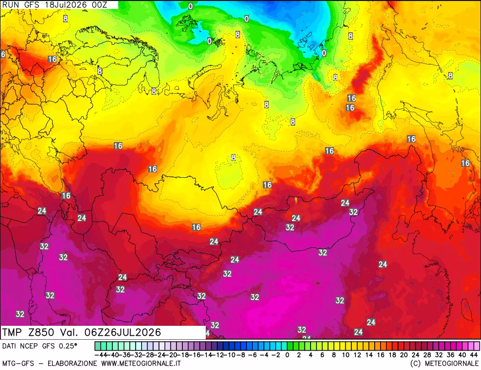 mappa 850 hPa Temp