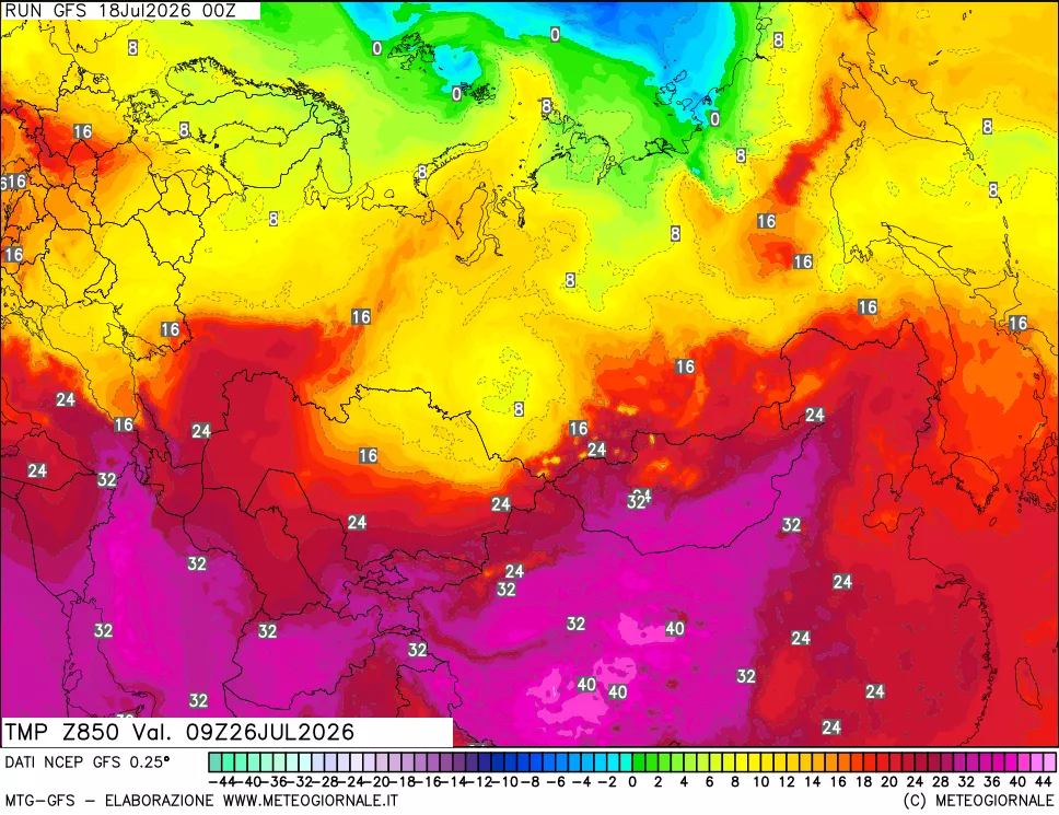 mappa 850 hPa Temp