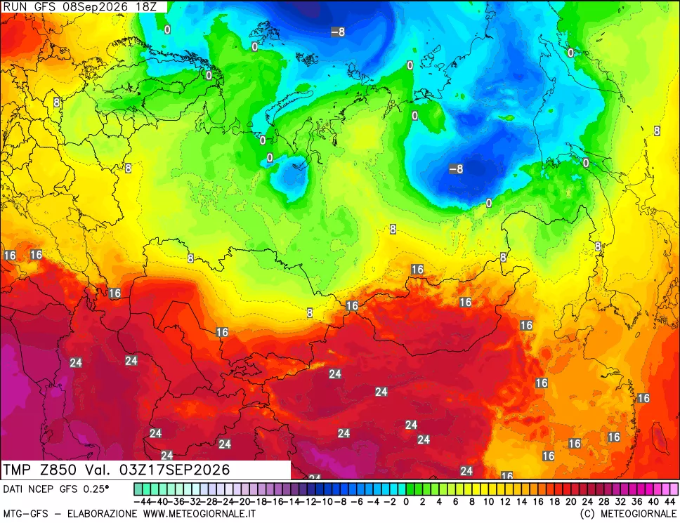 mappa 850 hPa Temp