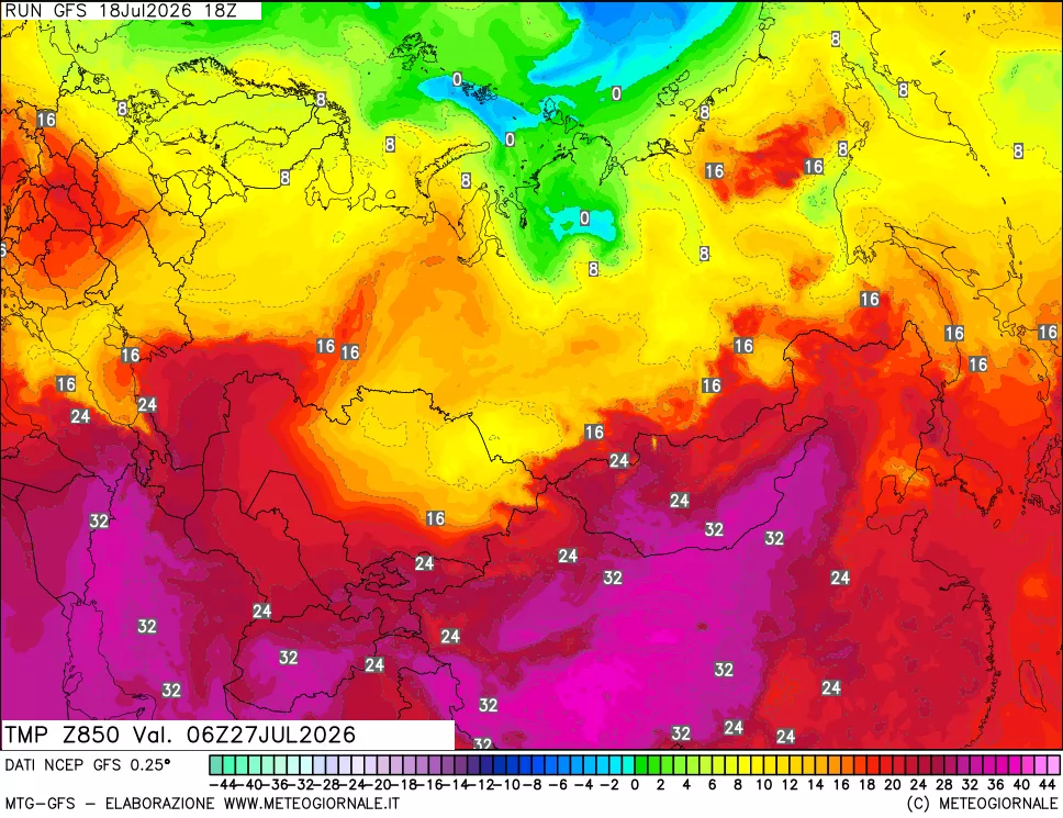 mappa 850 hPa Temp