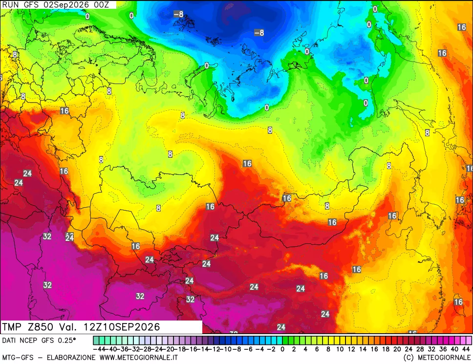 mappa 850 hPa Temp