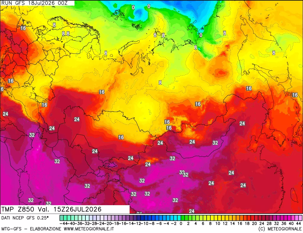 mappa 850 hPa Temp
