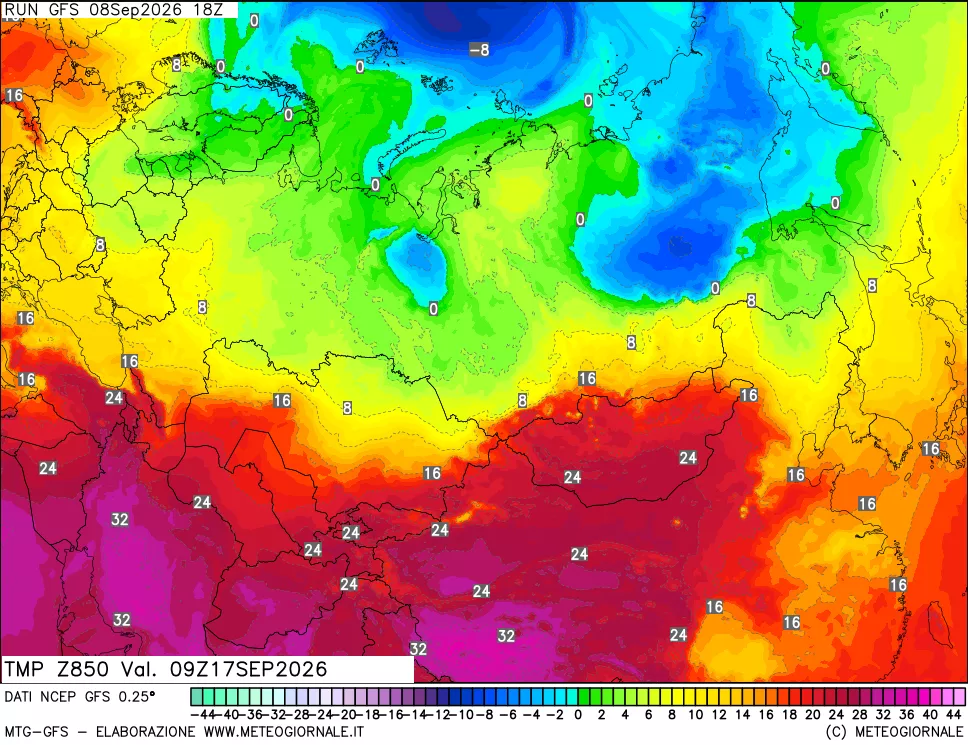 mappa 850 hPa Temp
