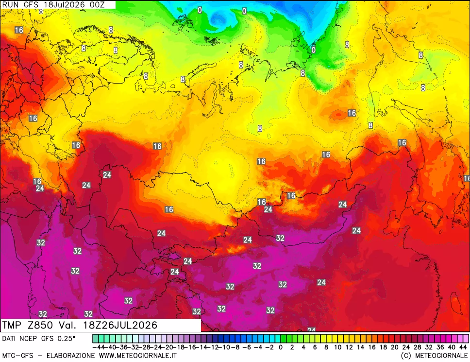 mappa 850 hPa Temp