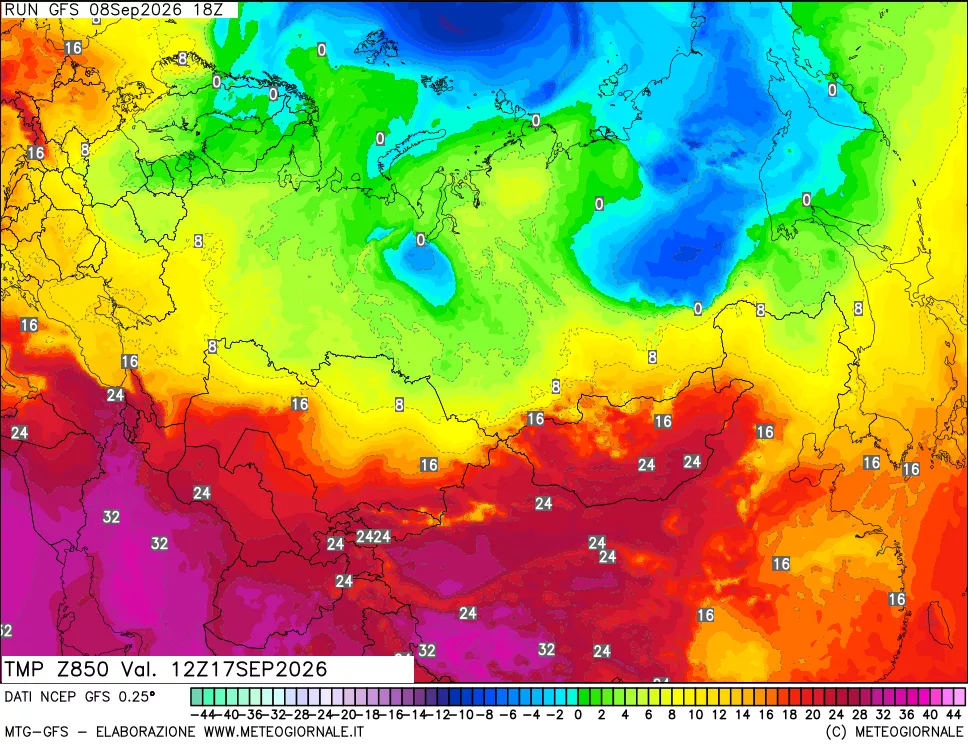 mappa 850 hPa Temp