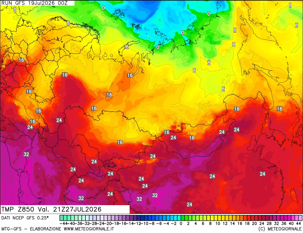 mappa 850 hPa Temp