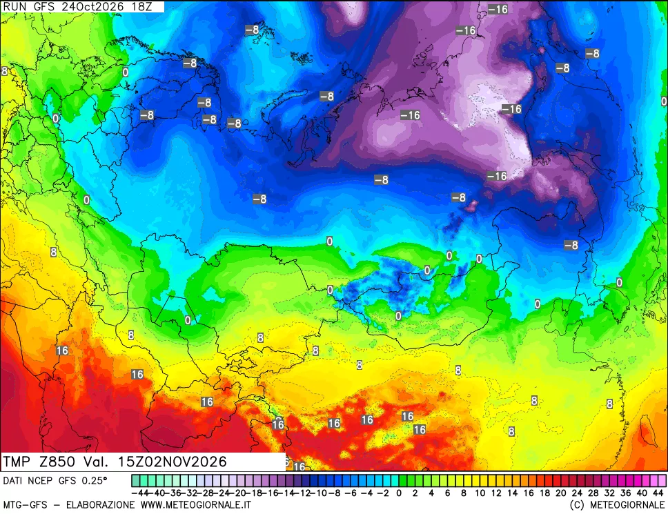 mappa 850 hPa Temp