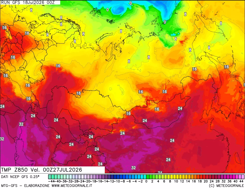 mappa 850 hPa Temp