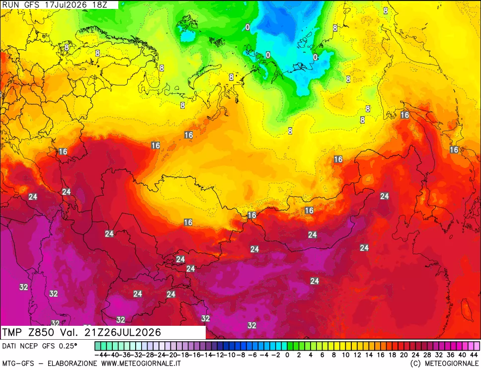 mappa 850 hPa Temp