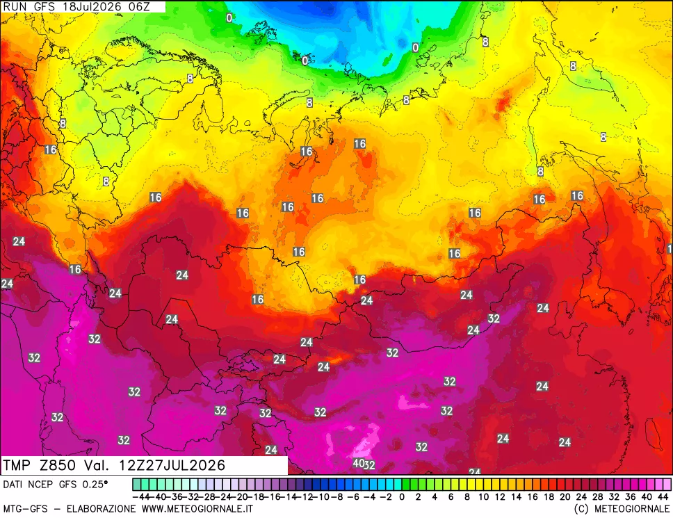 mappa 850 hPa Temp