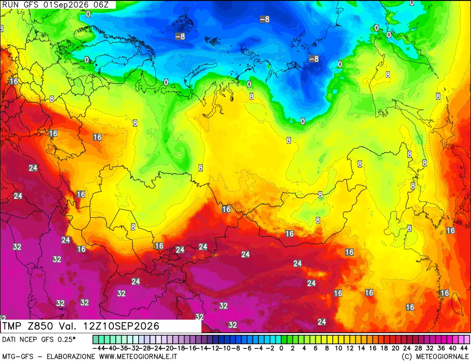 mappa 850 hPa Temp