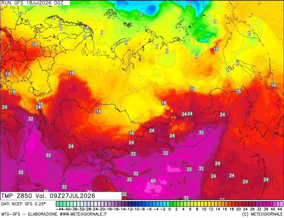 mappa 850 hPa Temp