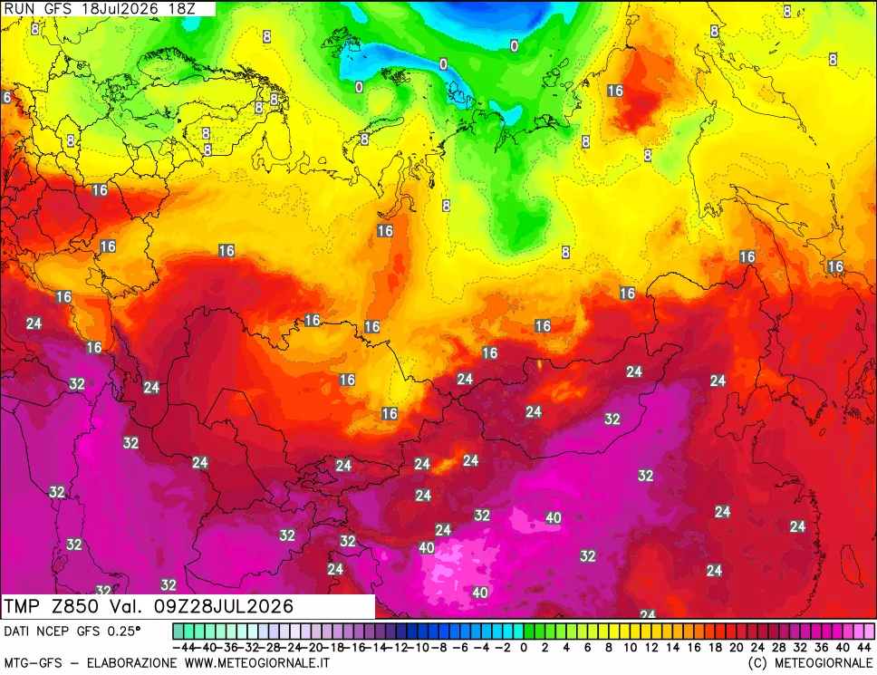 mappa 850 hPa Temp