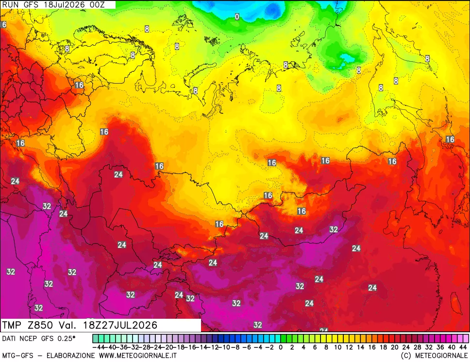 mappa 850 hPa Temp